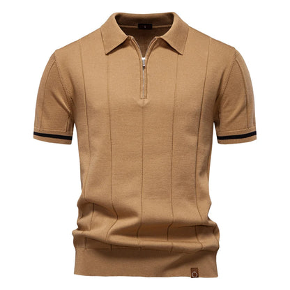 Men's Knitted Polo Shirt with Quarter-Zip