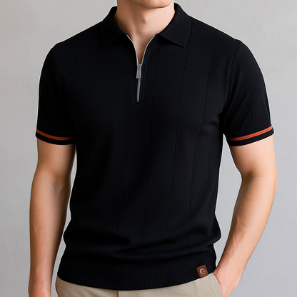Men's Knitted Polo Shirt with Quarter-Zip