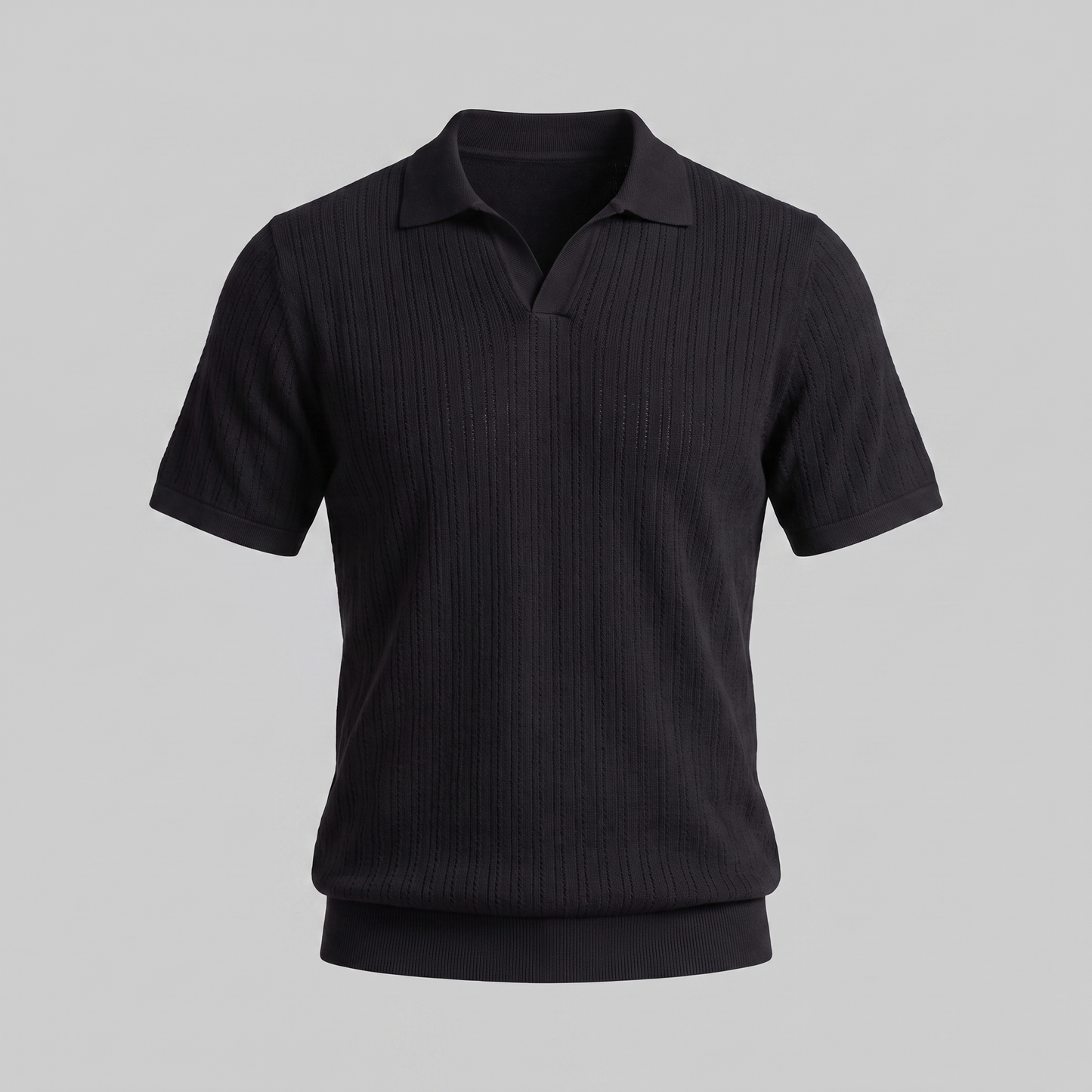 Men's Knitted Polo Shirt with V-Neck