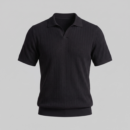 Men's Knitted Polo Shirt with V-Neck