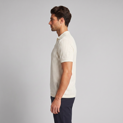 Men's Knitted Polo Shirt with V-Neck