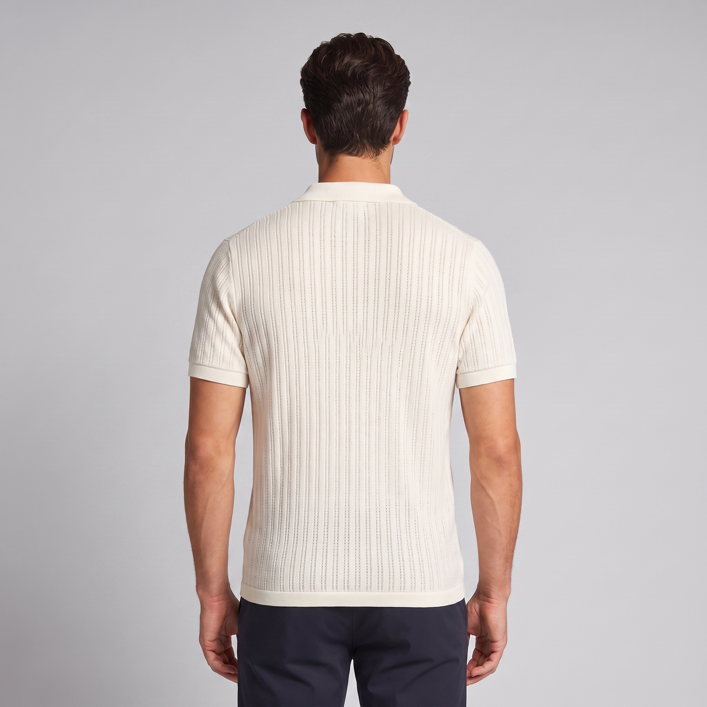 Men's Knitted Polo Shirt with V-Neck