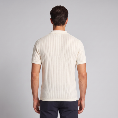 Men's Knitted Polo Shirt with V-Neck