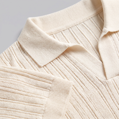 Men's Knitted Polo Shirt with V-Neck