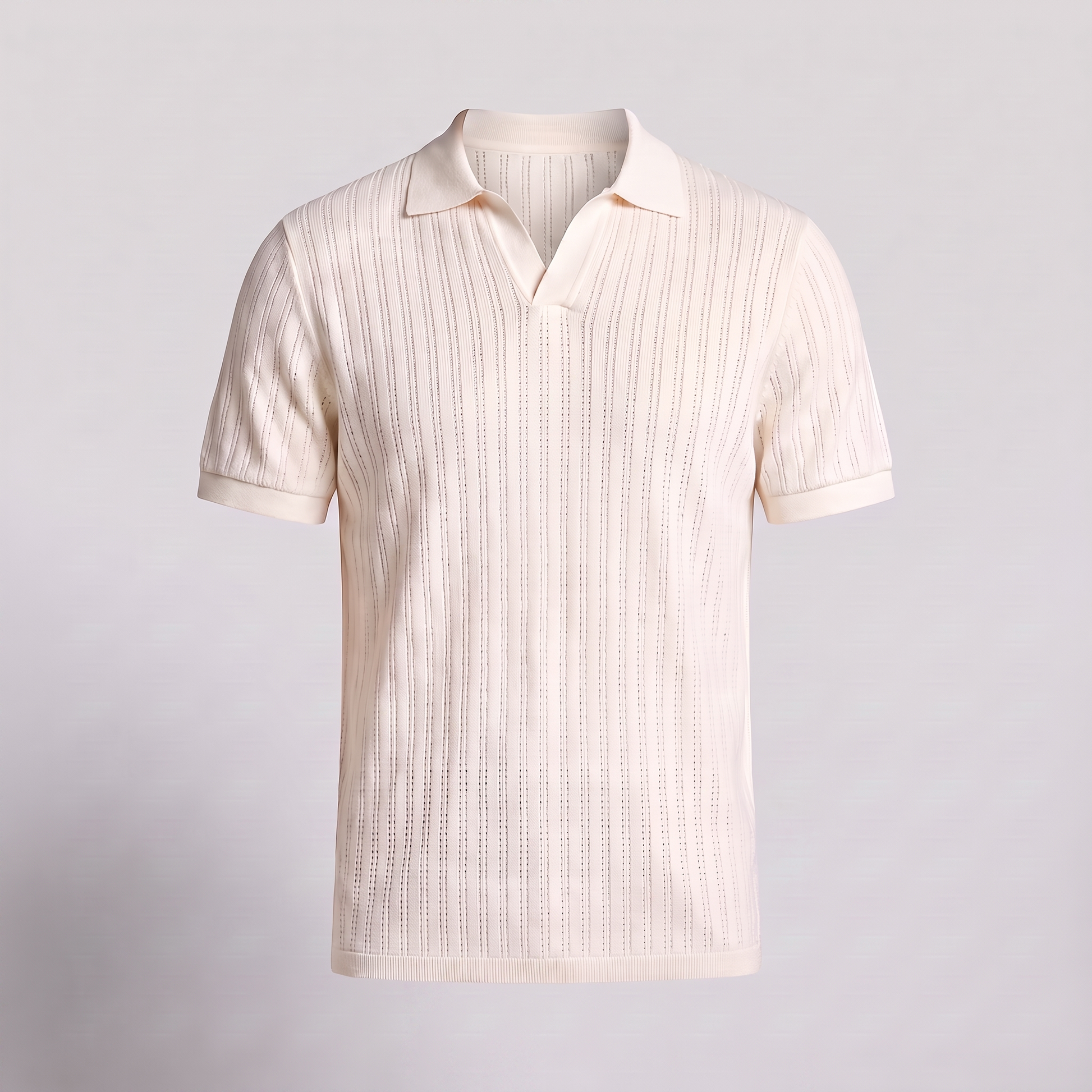 Men's Knitted Polo Shirt with V-Neck
