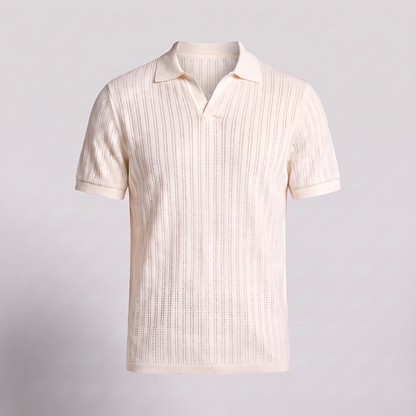 Men's Knitted Polo Shirt with V-Neck