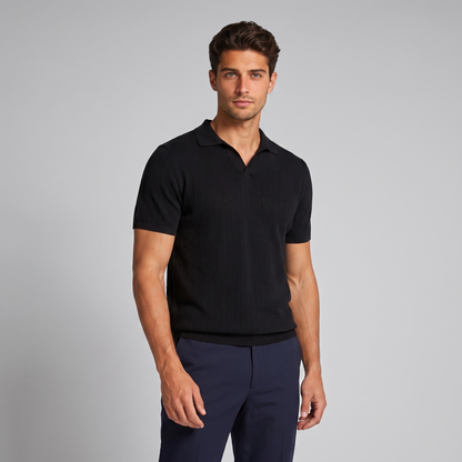 Men's Knitted Polo Shirt with V-Neck