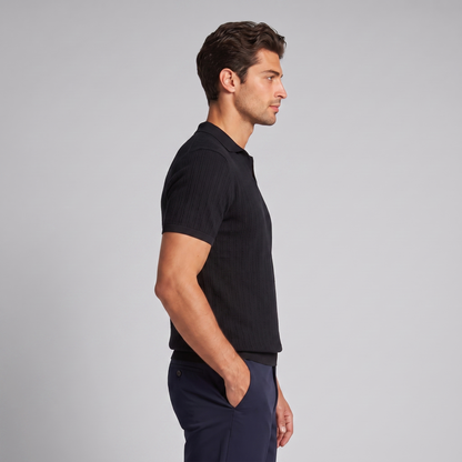 Men's Knitted Polo Shirt with V-Neck