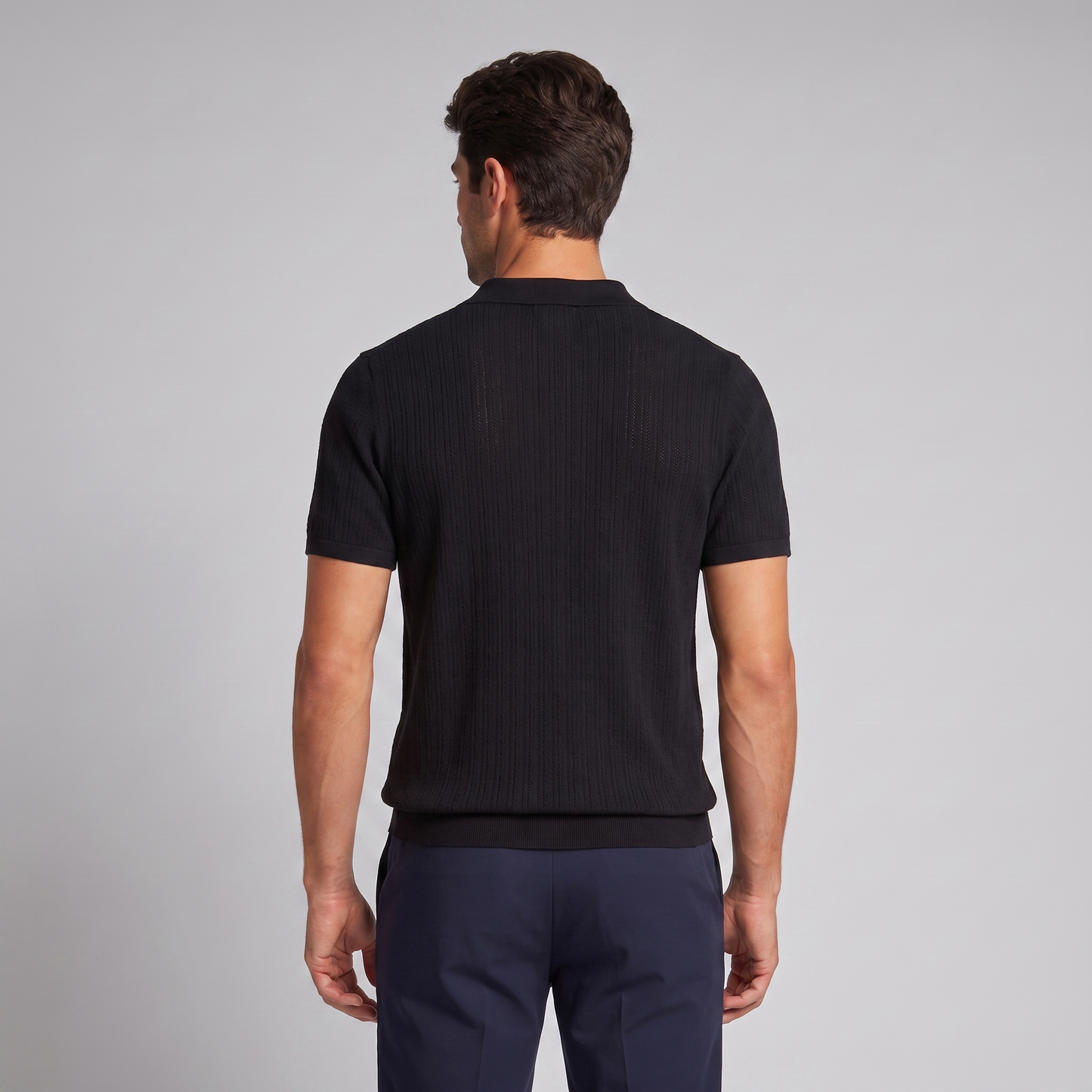 Men's Knitted Polo Shirt with V-Neck