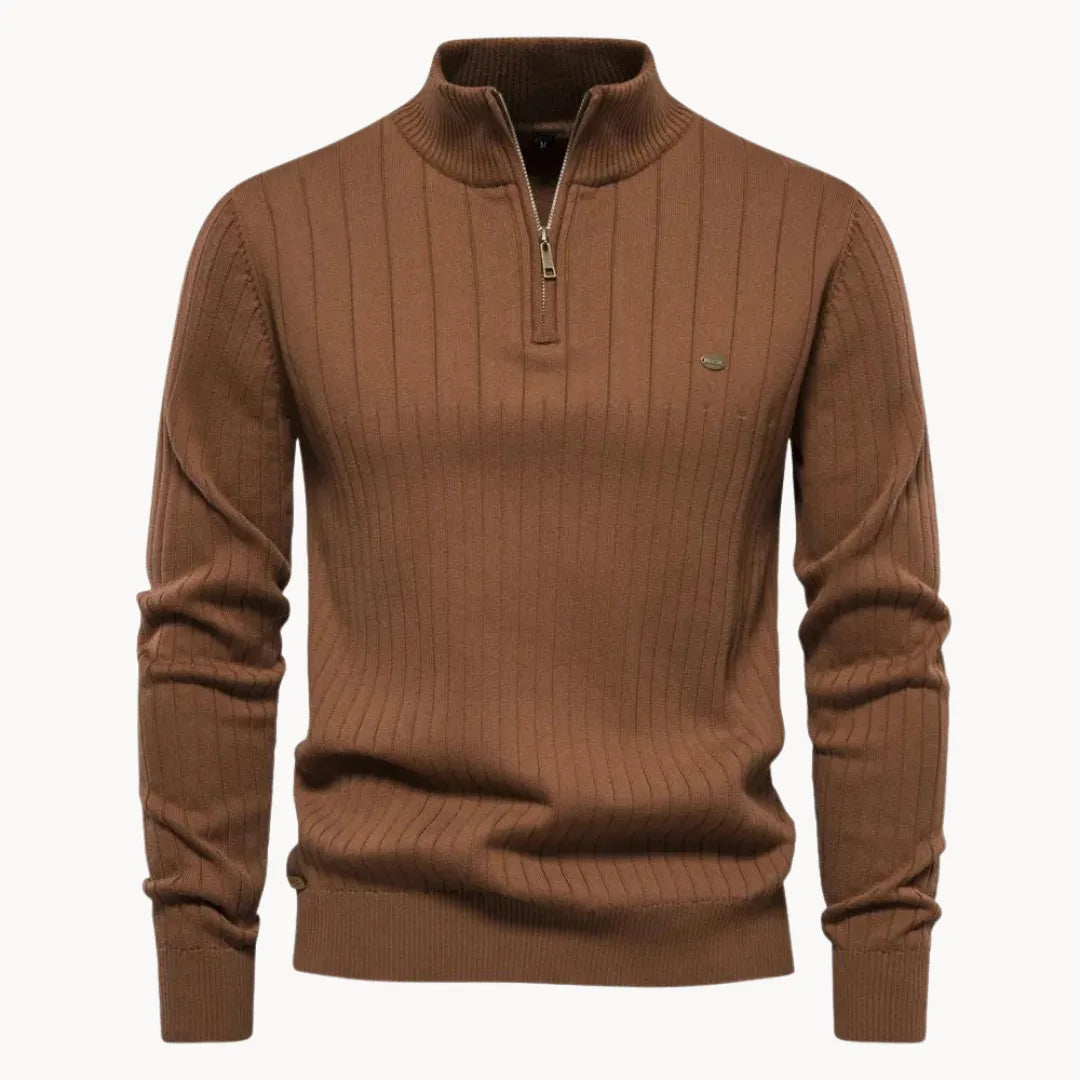 Men's Knitted Quarter Zip Sweater