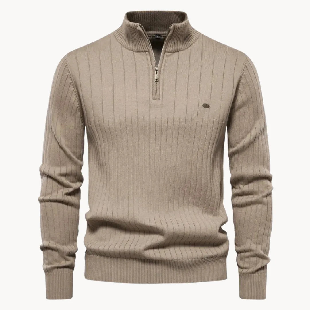 Men's Knitted Quarter Zip Sweater