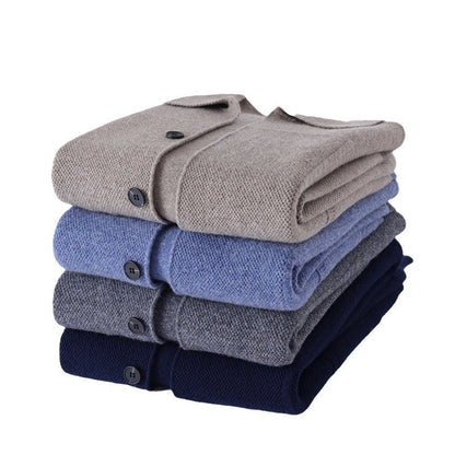 Men's Lapel Cardigan with Pockets for Casual and Business Wear