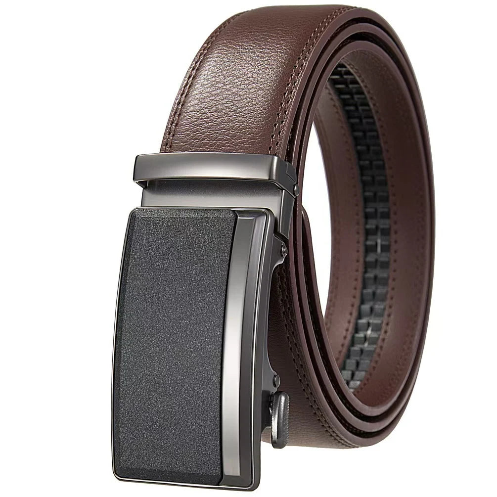 Men's Leather Belt with Automatic Buckle