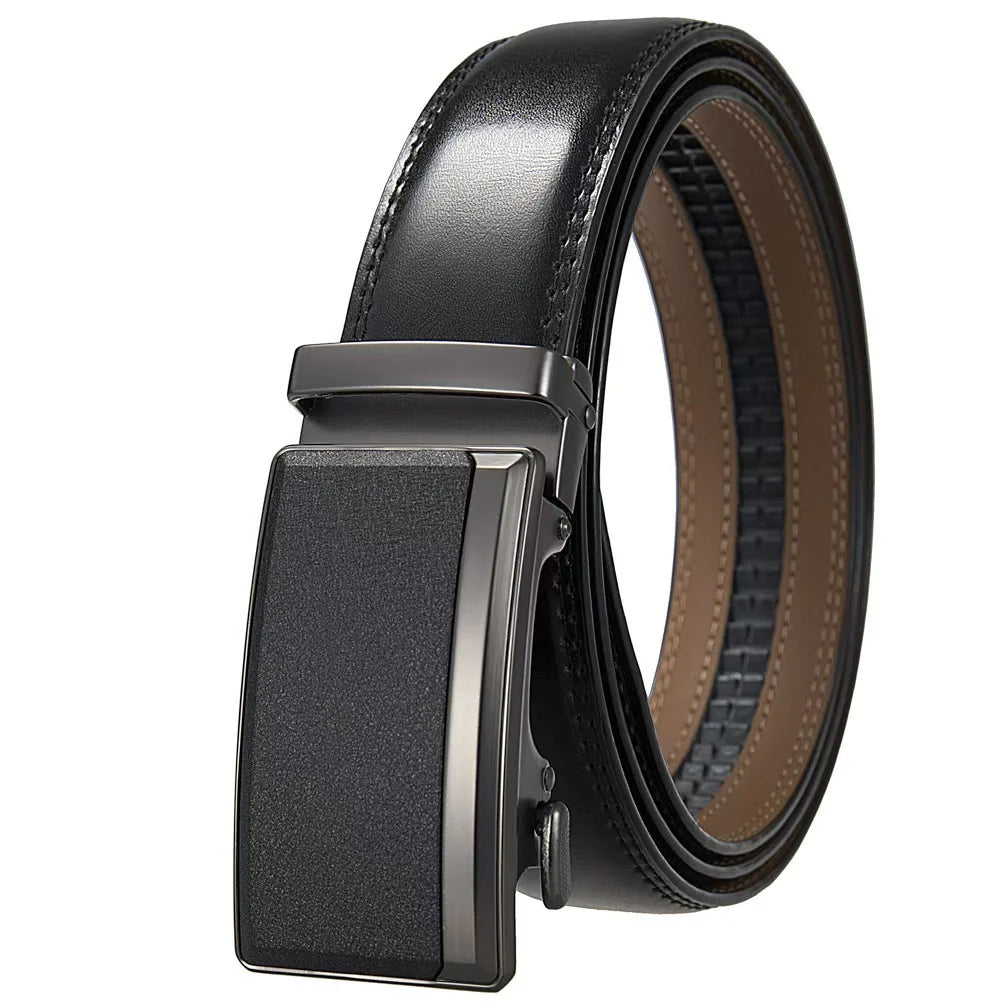 Men's Leather Belt with Automatic Buckle