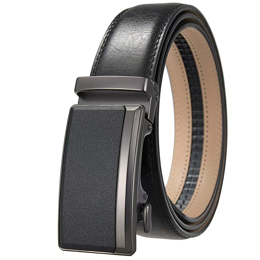 Men's Leather Belt with Automatic Buckle