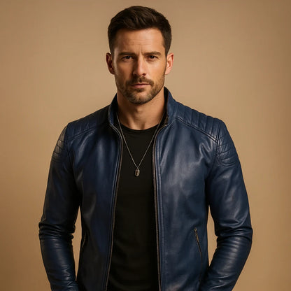 Men's Leather Biker Jacket