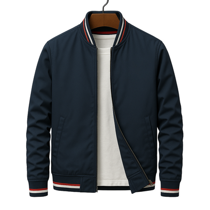 Men's Lightweight Bomber Jacket with Striped Edges