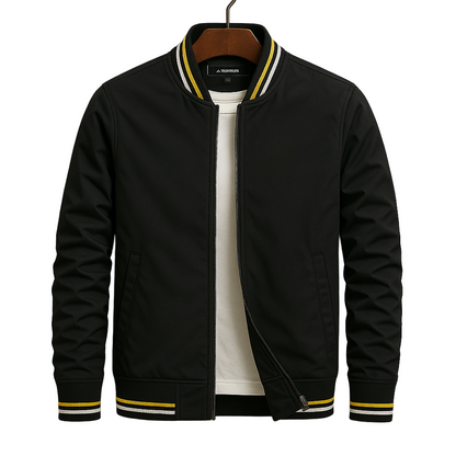 Men's Lightweight Bomber Jacket with Striped Edges