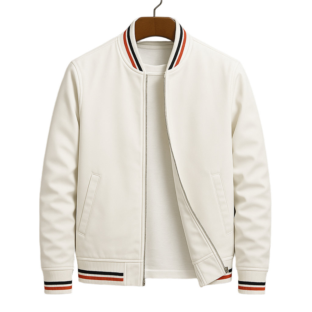 Men's Lightweight Bomber Jacket with Striped Edges