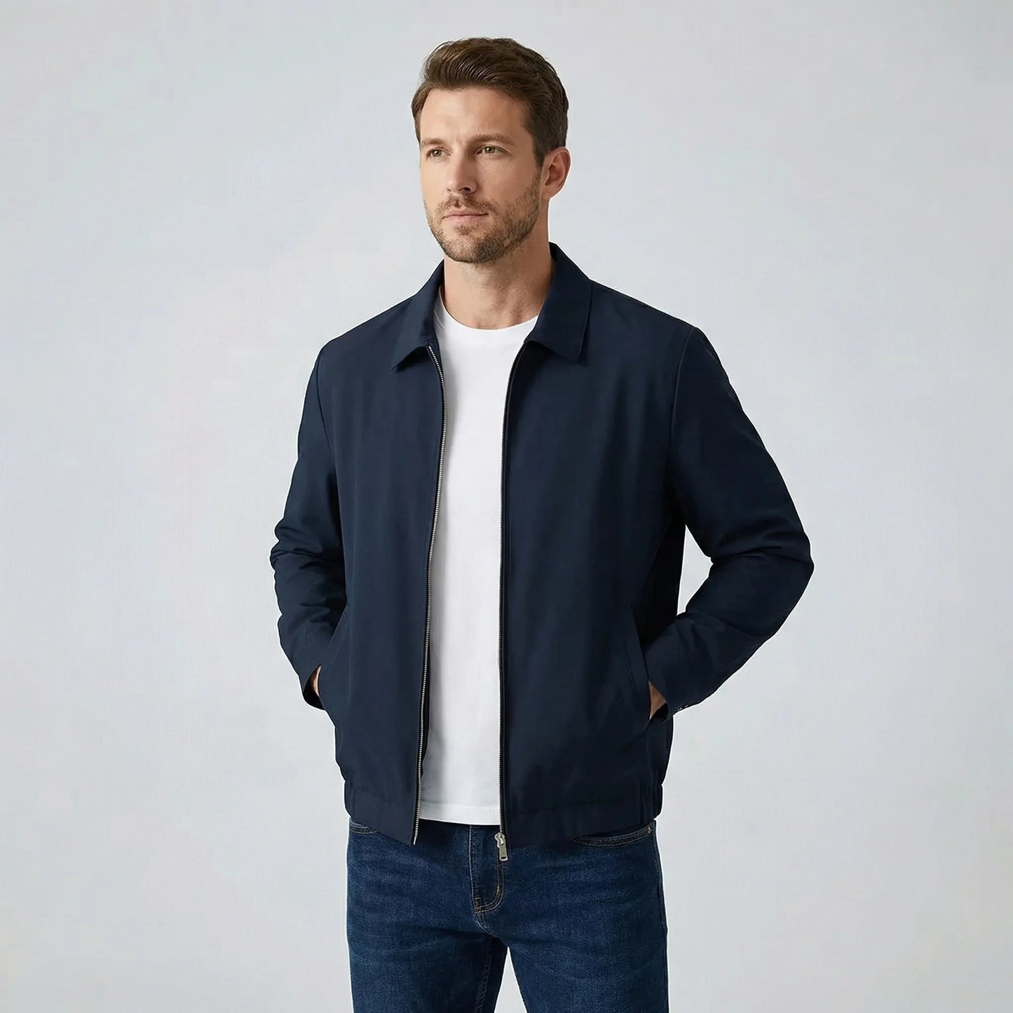 Men's Lightweight Bomber Jacket with Zipper
