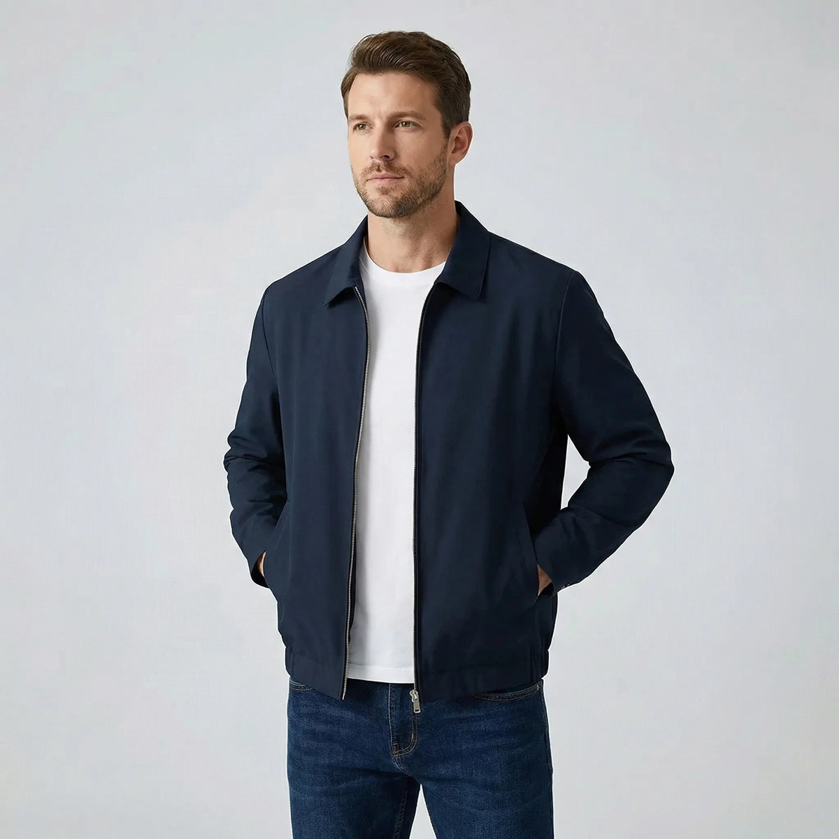 Men's Lightweight Bomber Jacket with Zipper
