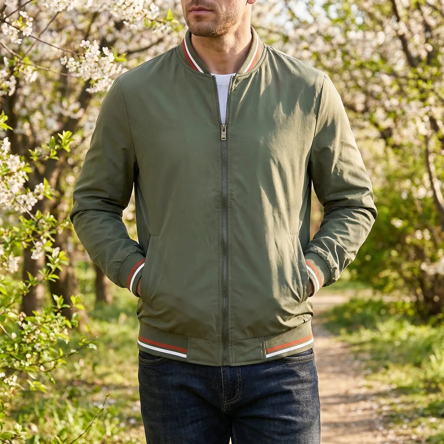 Men's Lightweight Breathable Bomber Jacket