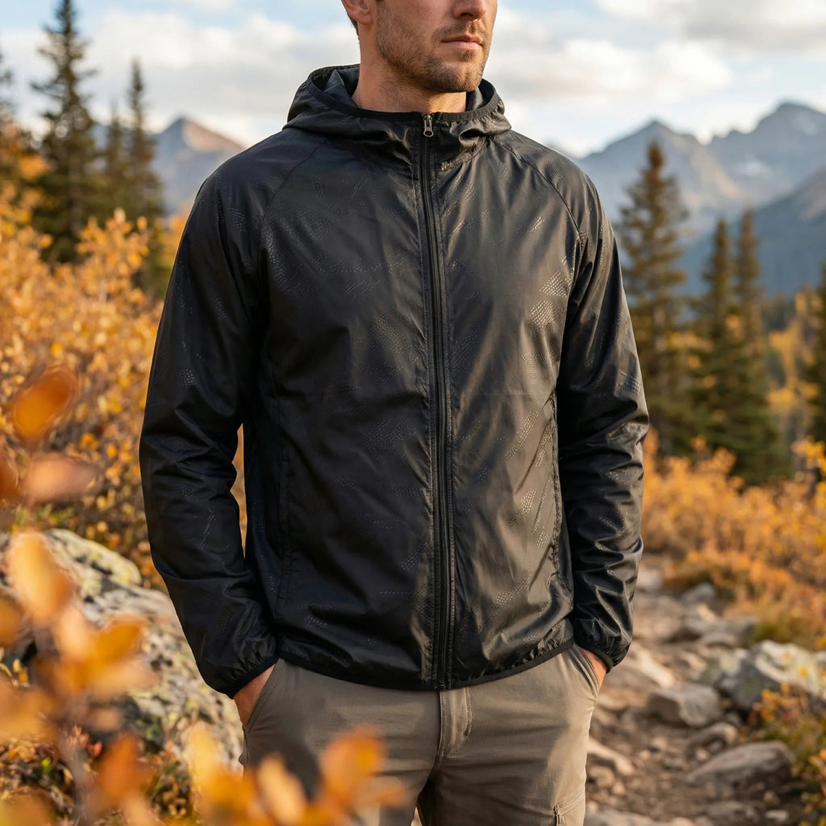 Men's Lightweight Hooded Windbreaker Jacket