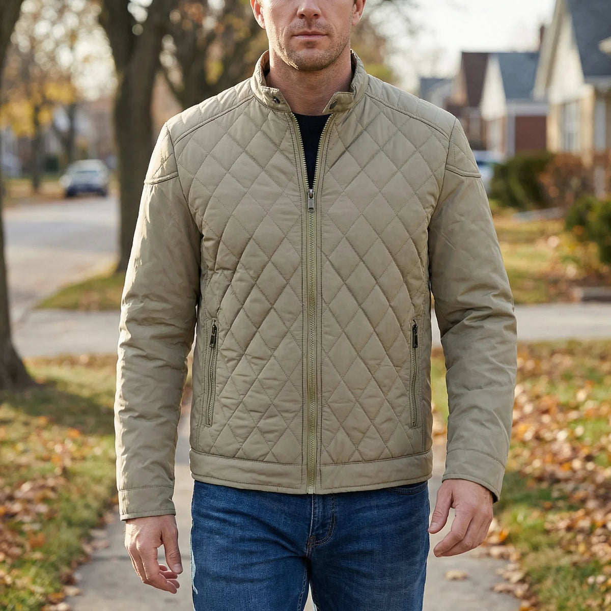 Men's Lightweight Quilted Jacket with Zipper