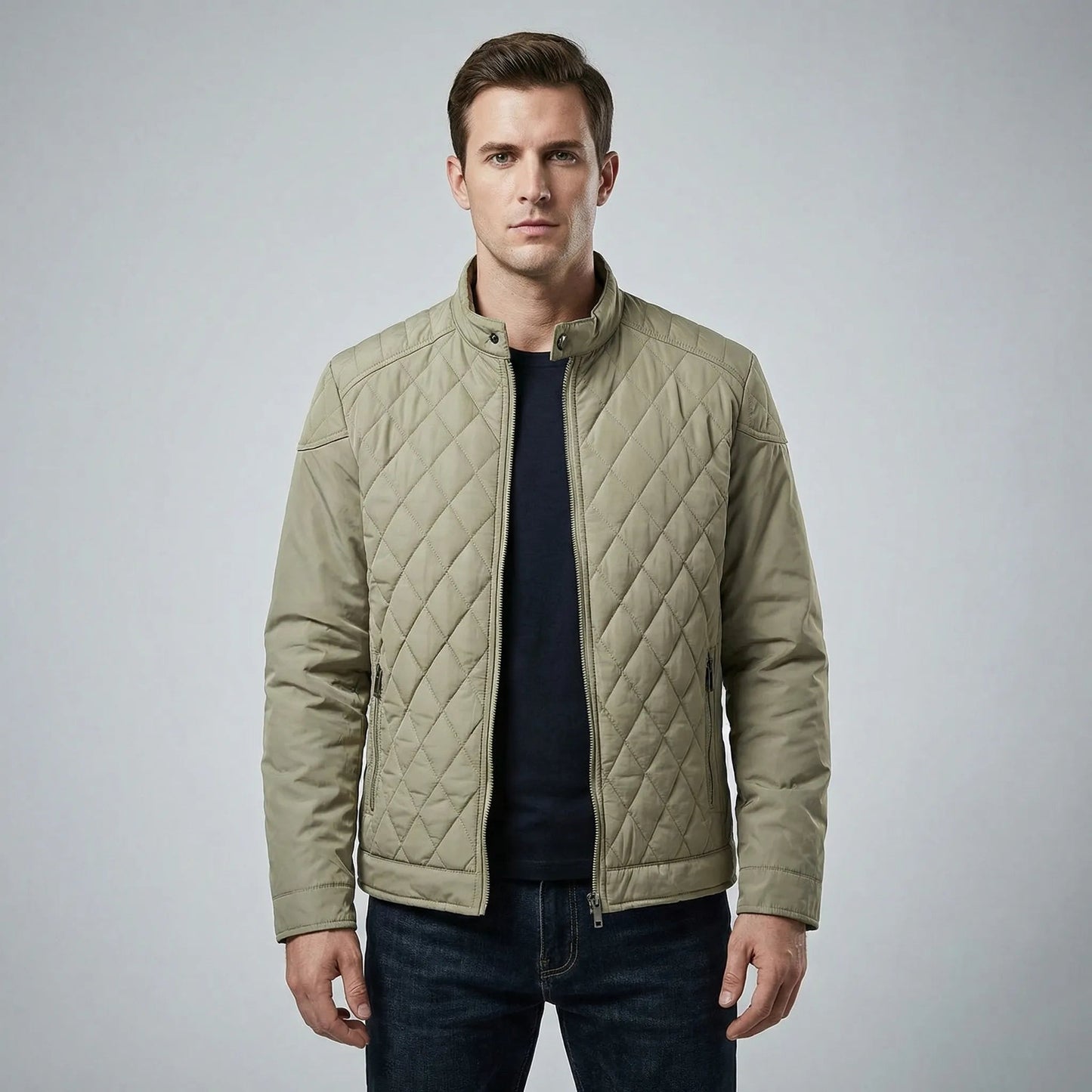 Men's Lightweight Quilted Jacket with Zipper