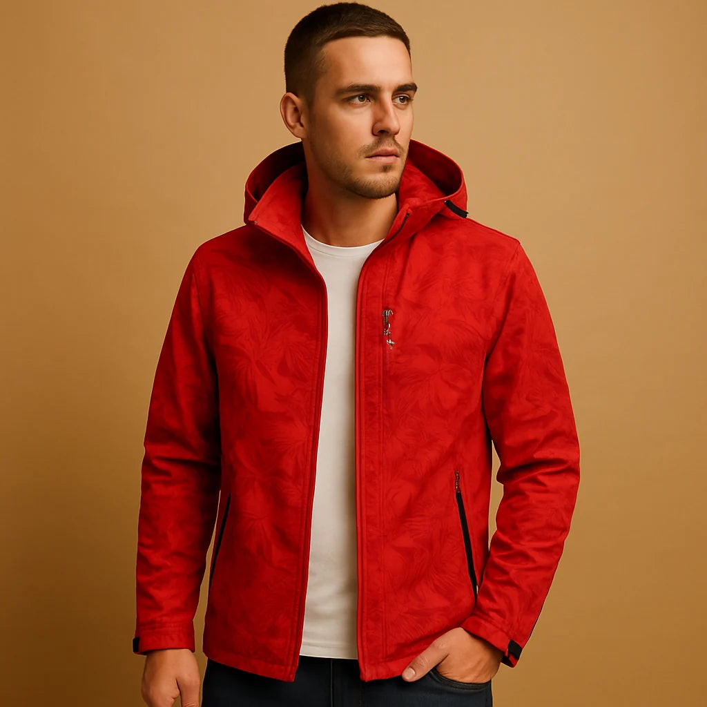 Men's Lightweight Waterproof Jacket with Leaf Pattern