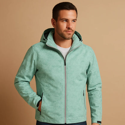Men's Lightweight Waterproof Jacket with Leaf Pattern