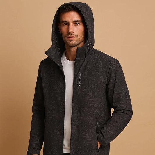 Men's Lightweight Waterproof Jacket with Leaf Pattern
