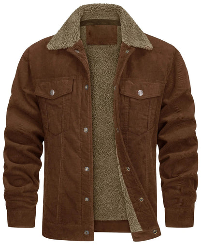 Men's Lined Corduroy Jacket with Sherpa Collar