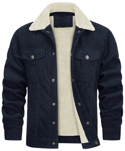 Men's Lined Corduroy Jacket with Sherpa Collar