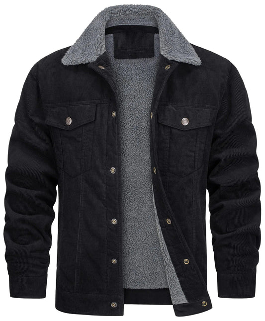 Men's Lined Corduroy Jacket with Sherpa Collar