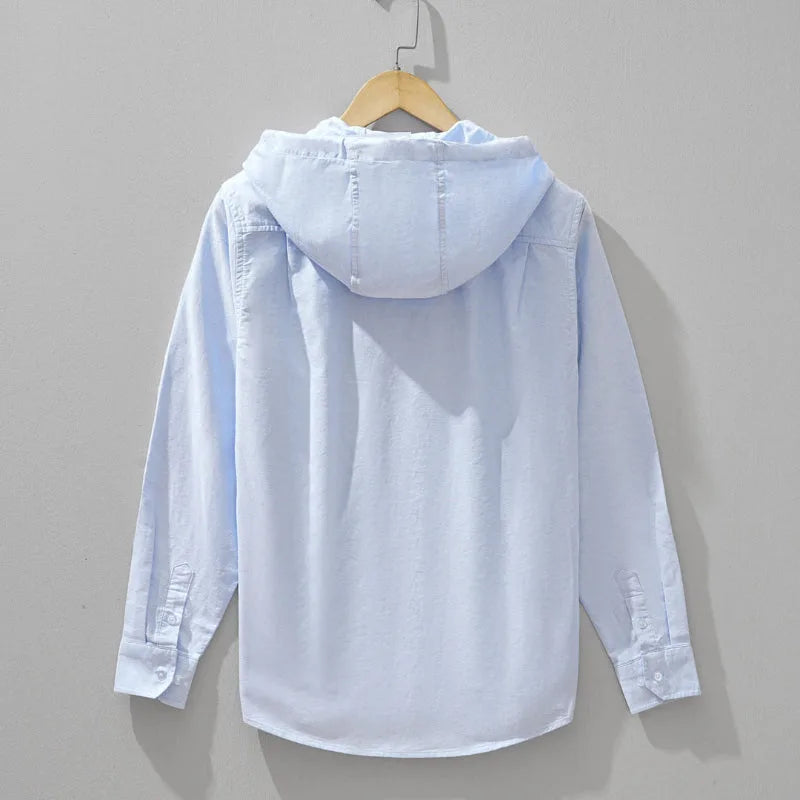 Men's Linen Blend Hoodie with Chest Pocket