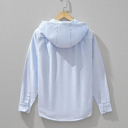 Men's Linen Blend Hoodie with Chest Pocket