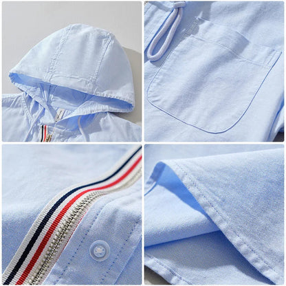 Men's Linen Blend Hoodie with Chest Pocket