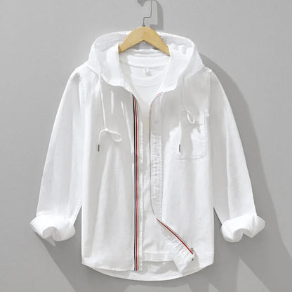 Men's Linen Blend Hoodie with Chest Pocket