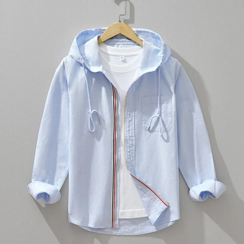 Men's Linen Blend Hoodie with Chest Pocket