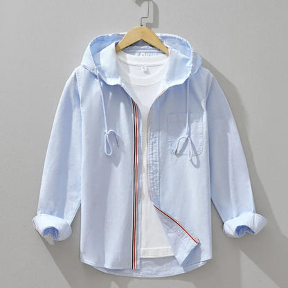 Men's Linen Blend Hoodie with Chest Pocket