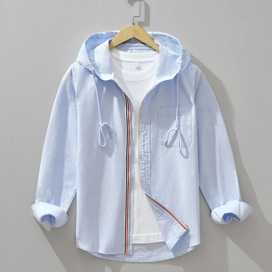 Men's Linen Blend Hoodie with Chest Pocket