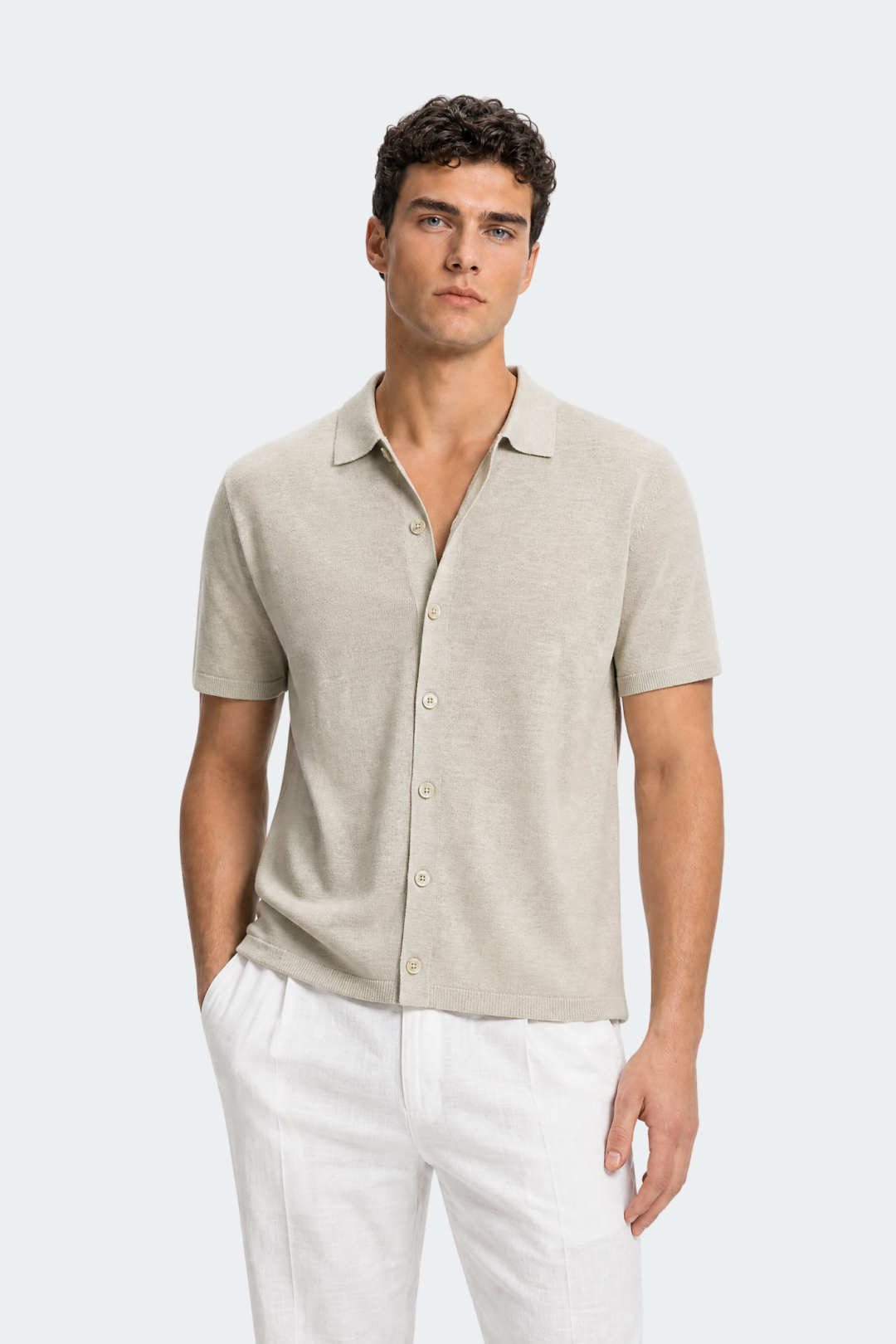Men's Linen Blend Knitted Shirt