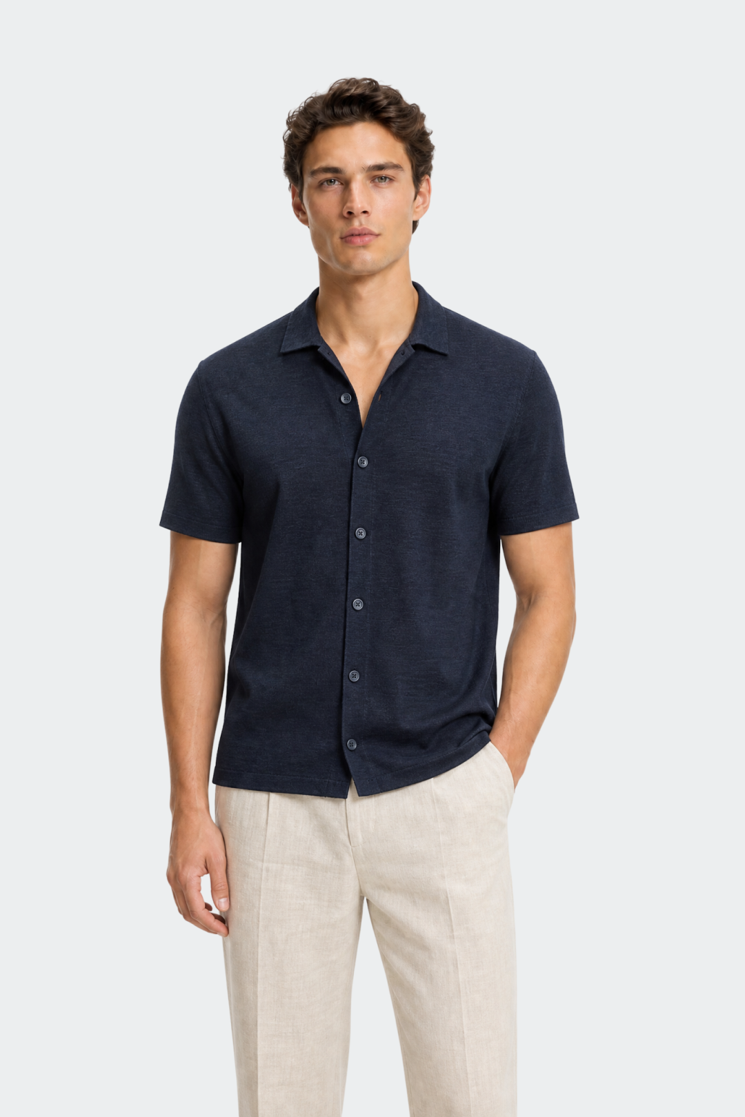 Men's Linen Blend Knitted Shirt