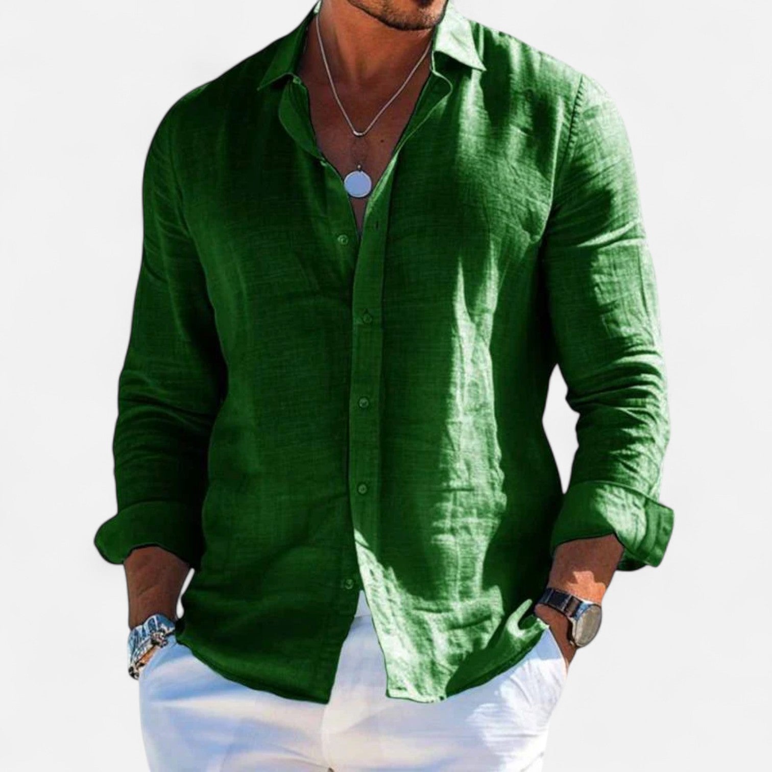 Men's Linen Casual Long Sleeve Shirt
