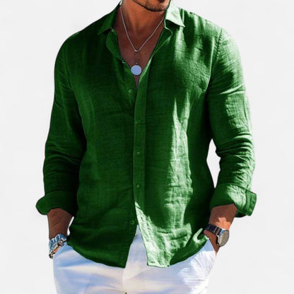Men's Linen Casual Long Sleeve Shirt
