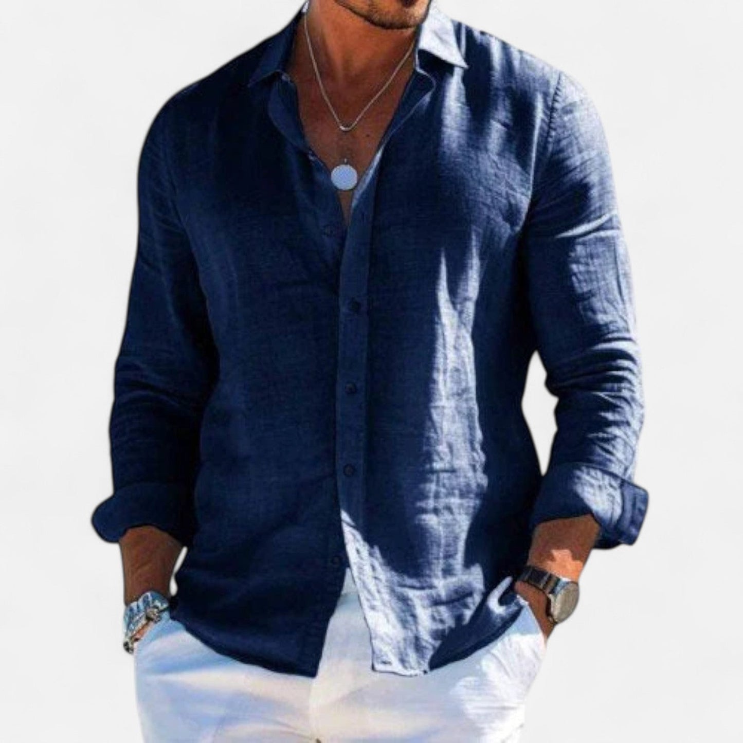 Men's Linen Casual Long Sleeve Shirt