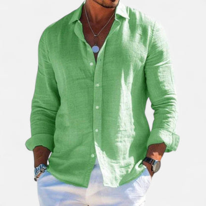 Men's Linen Casual Long Sleeve Shirt