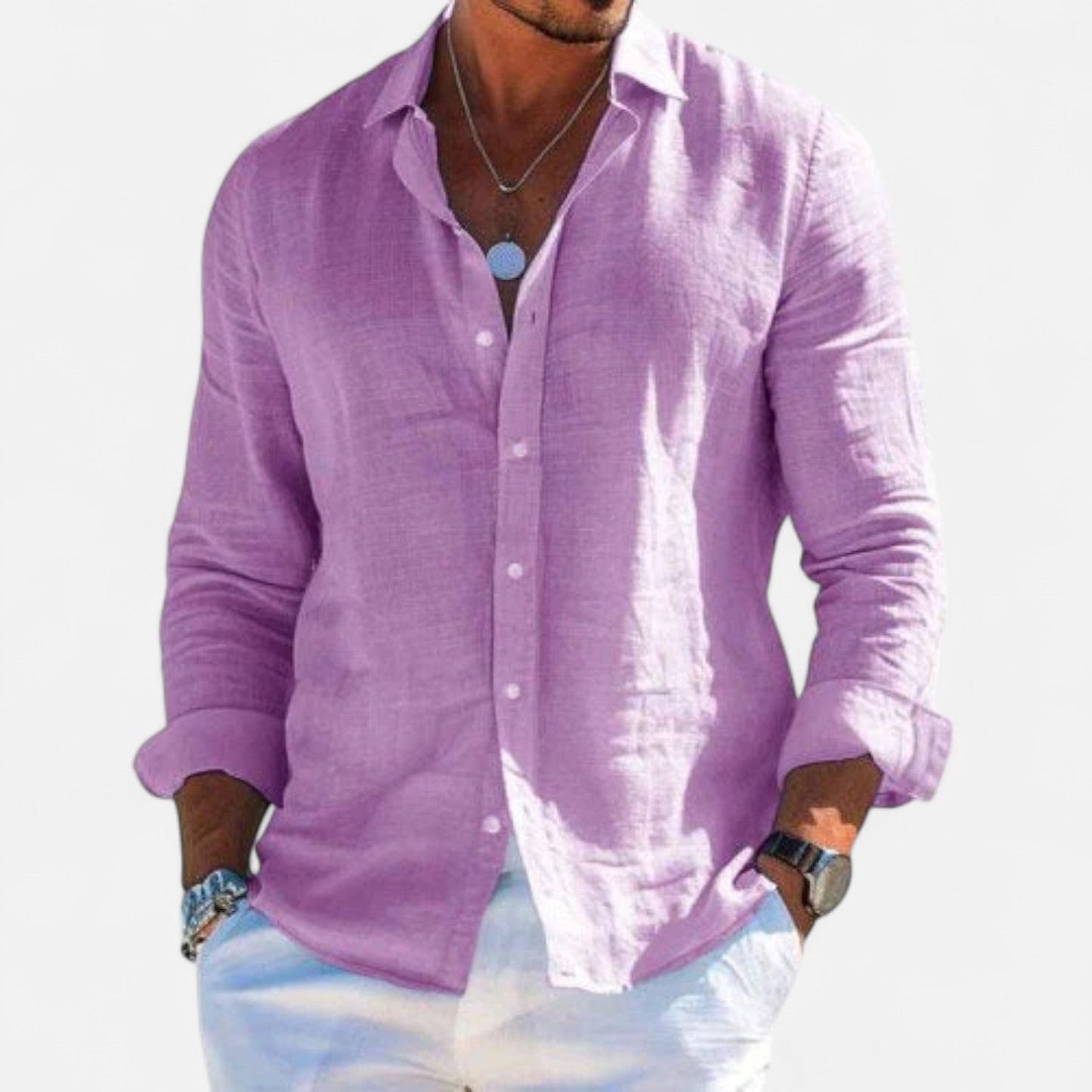 Men's Linen Casual Long Sleeve Shirt