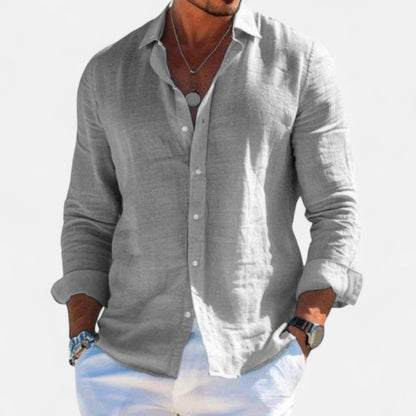 Men's Linen Casual Long Sleeve Shirt